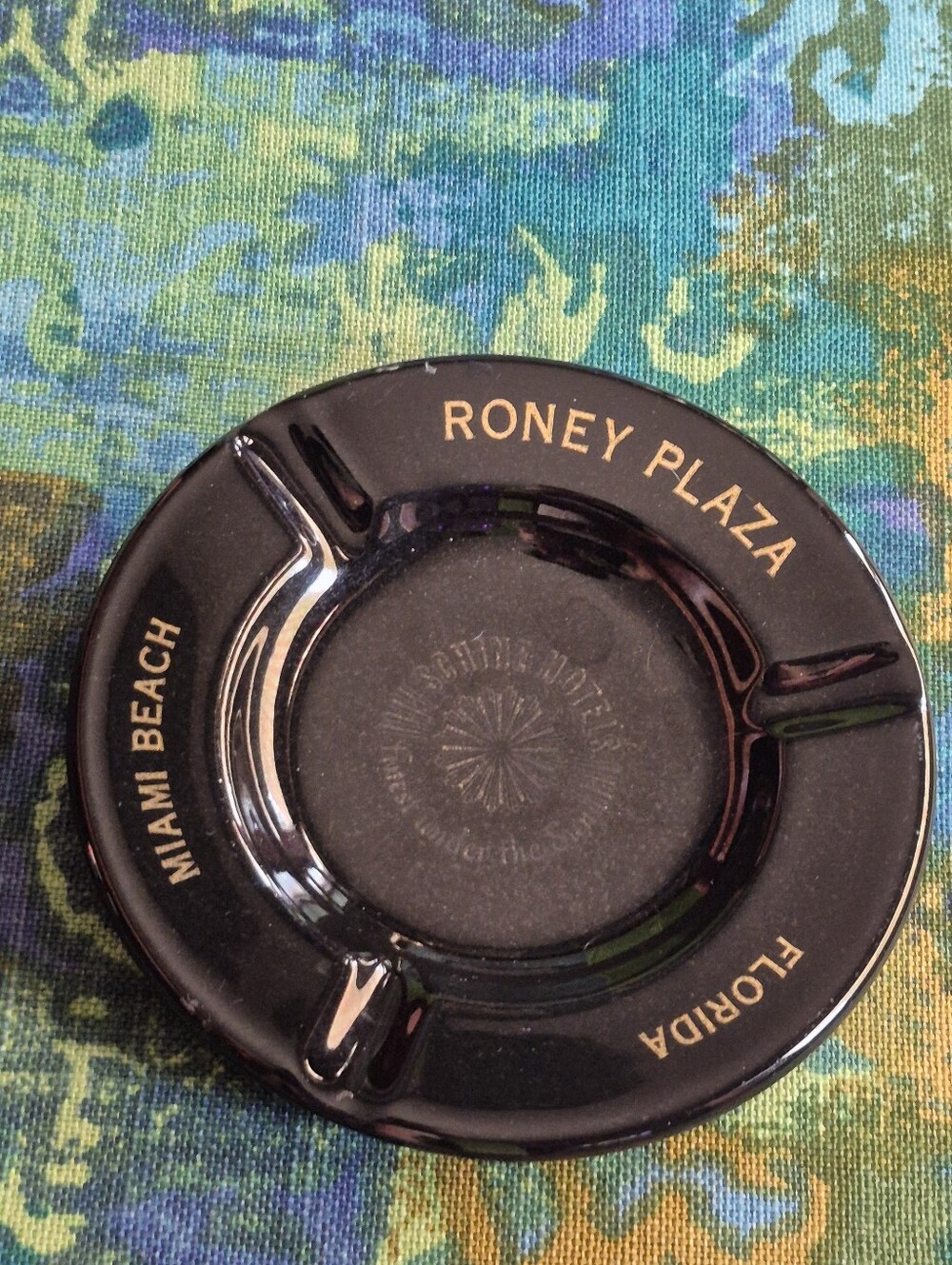 Vintage Roney Plaza Miami Beach Florida Black  Ashtray